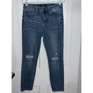 Judy Blue Relaxed Fit Distressed Skinny Jeans Womens Size 30 Blue Wash